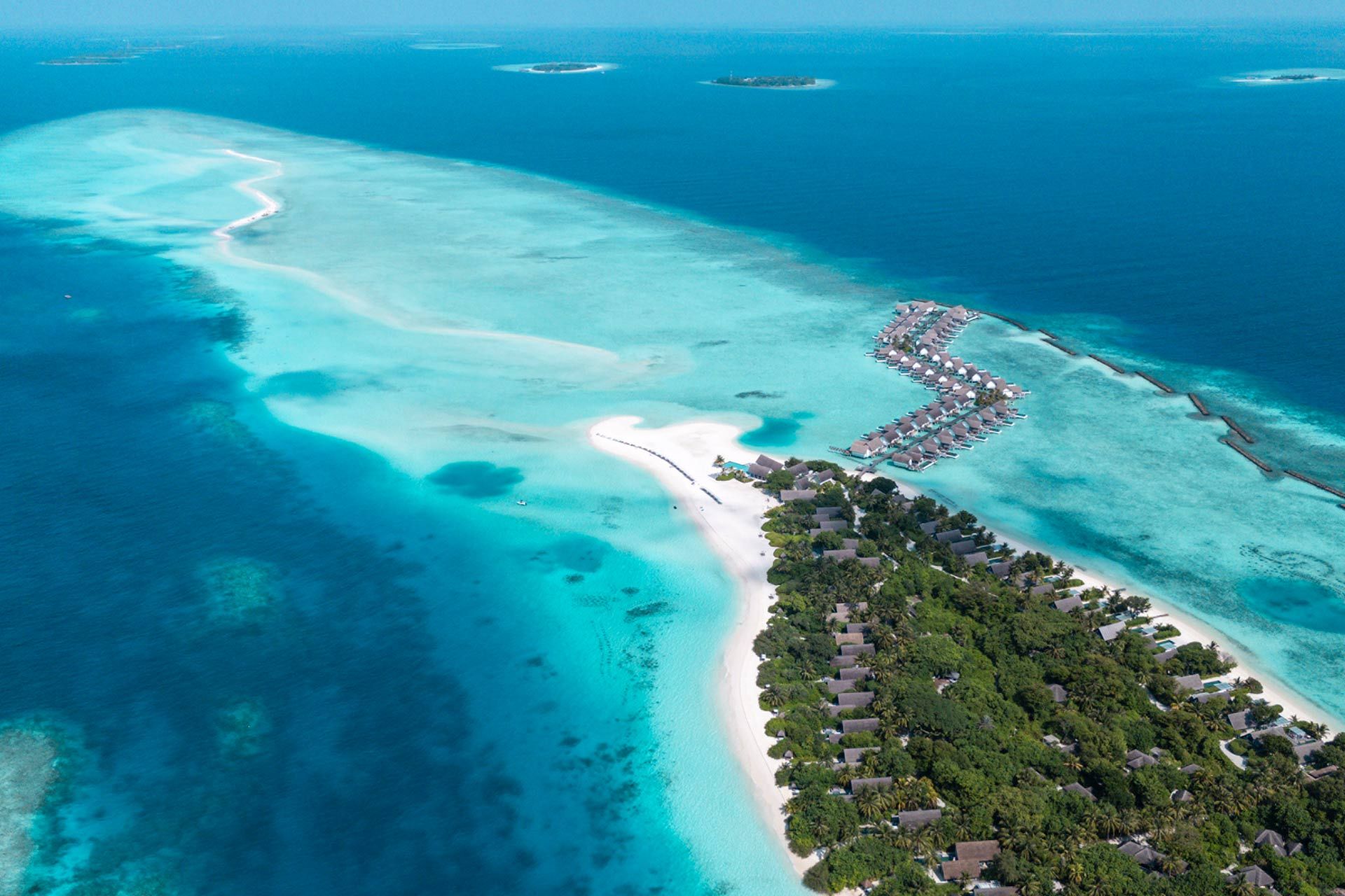 Soneva Secret ultra-luxury Maldives resort aerial view